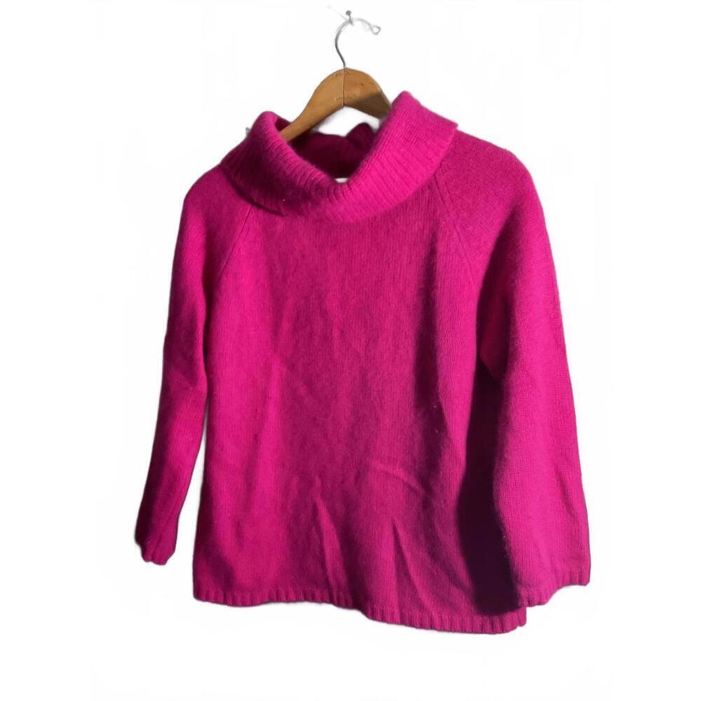 Rafaella Cozy Women's Angora/ Lambswool Hot Pink Turtleneck Sweater Medium